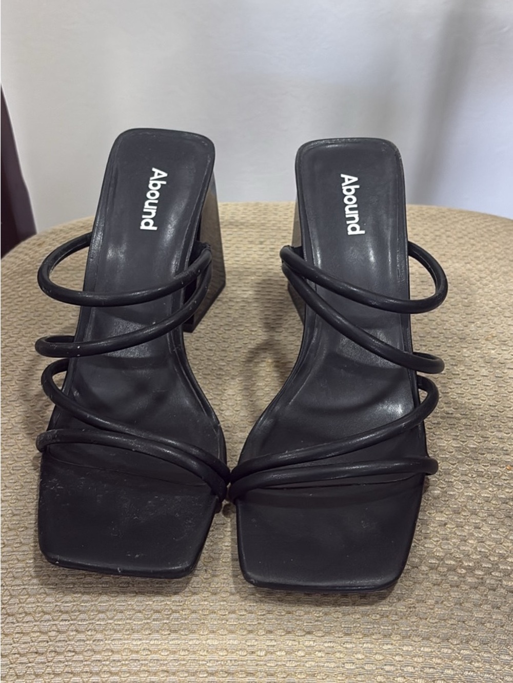 Abound Black Strappy Square-Toe Block Heel Sandals